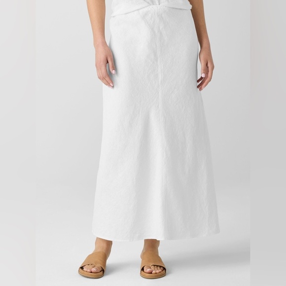 Eileen Fisher 100% Linen A-Line Midi White Minimalist Size XL Skirt - Picture 2 of 13